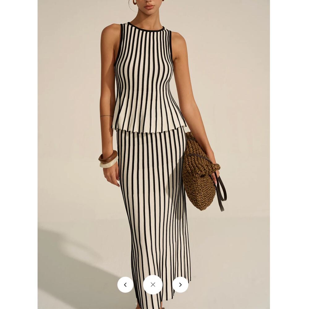 Commense Striped Knit Co-ord Set Sz M